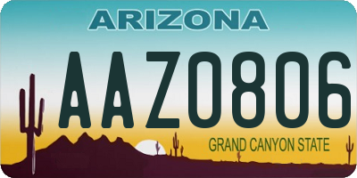 AZ license plate AAZ0806
