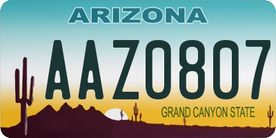 AZ license plate AAZ0807
