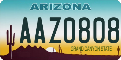 AZ license plate AAZ0808