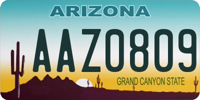 AZ license plate AAZ0809