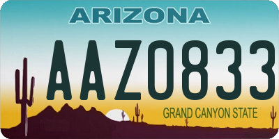 AZ license plate AAZ0833