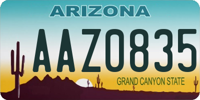 AZ license plate AAZ0835