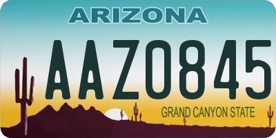 AZ license plate AAZ0845
