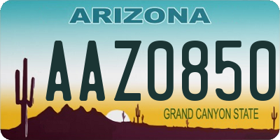 AZ license plate AAZ0850