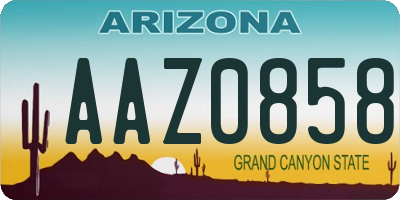 AZ license plate AAZ0858