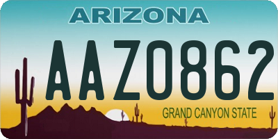 AZ license plate AAZ0862