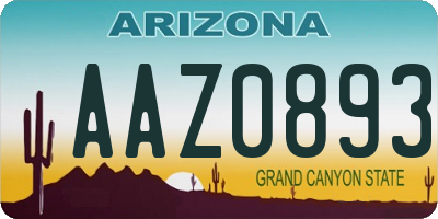 AZ license plate AAZ0893