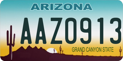 AZ license plate AAZ0913
