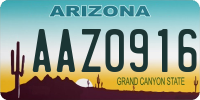 AZ license plate AAZ0916