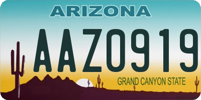 AZ license plate AAZ0919