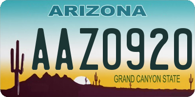 AZ license plate AAZ0920