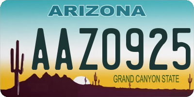 AZ license plate AAZ0925