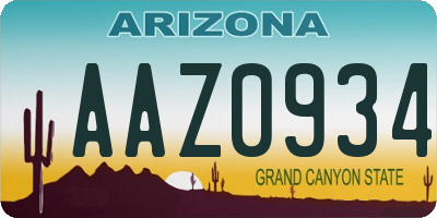 AZ license plate AAZ0934