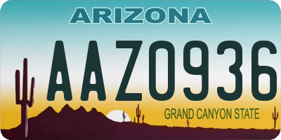 AZ license plate AAZ0936