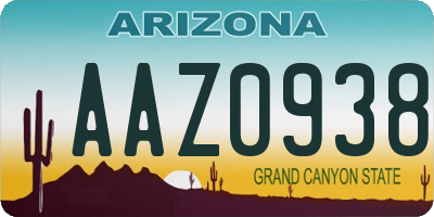 AZ license plate AAZ0938