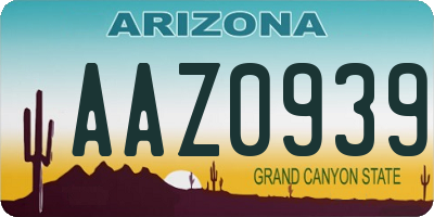 AZ license plate AAZ0939