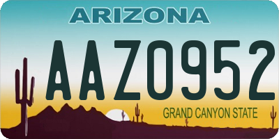 AZ license plate AAZ0952