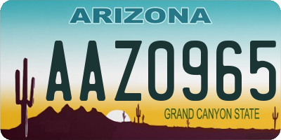 AZ license plate AAZ0965