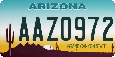AZ license plate AAZ0972