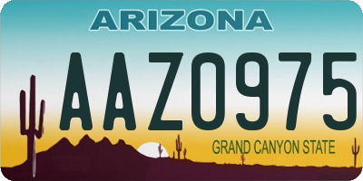 AZ license plate AAZ0975