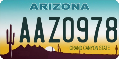 AZ license plate AAZ0978
