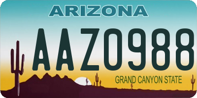 AZ license plate AAZ0988