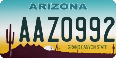 AZ license plate AAZ0992