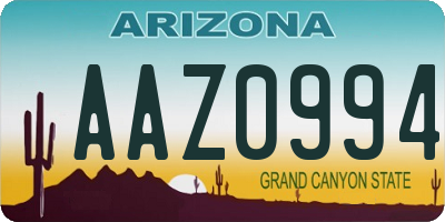 AZ license plate AAZ0994