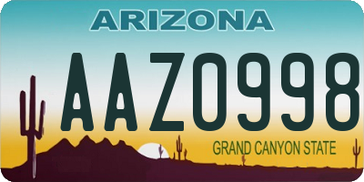 AZ license plate AAZ0998
