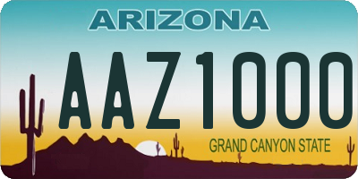 AZ license plate AAZ1000