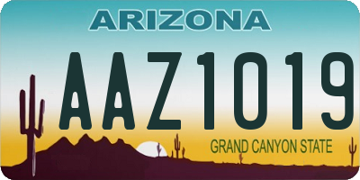AZ license plate AAZ1019