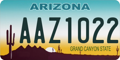 AZ license plate AAZ1022