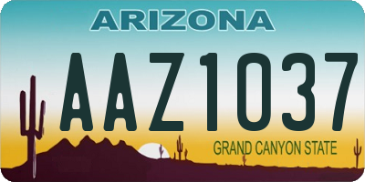 AZ license plate AAZ1037