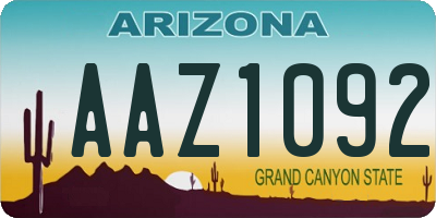 AZ license plate AAZ1092