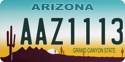 AZ license plate AAZ1113