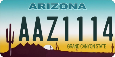 AZ license plate AAZ1114