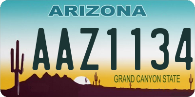 AZ license plate AAZ1134