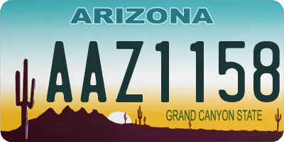 AZ license plate AAZ1158