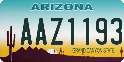 AZ license plate AAZ1193