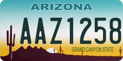 AZ license plate AAZ1258