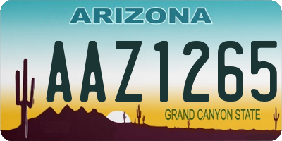 AZ license plate AAZ1265
