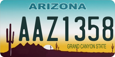 AZ license plate AAZ1358