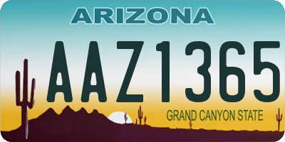 AZ license plate AAZ1365
