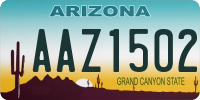 AZ license plate AAZ1502