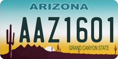 AZ license plate AAZ1601
