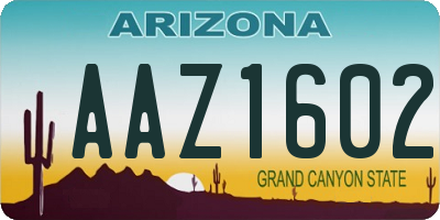 AZ license plate AAZ1602