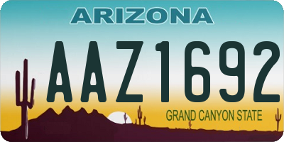 AZ license plate AAZ1692