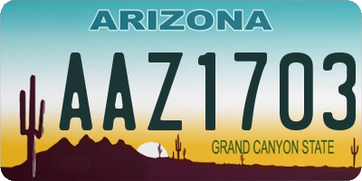 AZ license plate AAZ1703