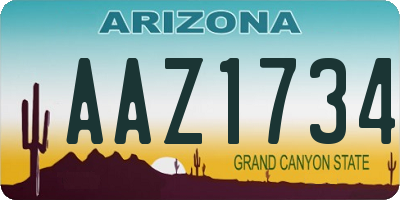 AZ license plate AAZ1734