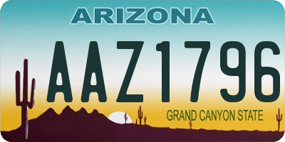 AZ license plate AAZ1796